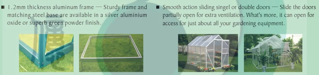 Modern Home Design Garden Aluminium Polycarbonate Greenhouse Grow Tent (RDGA0814-6mm)