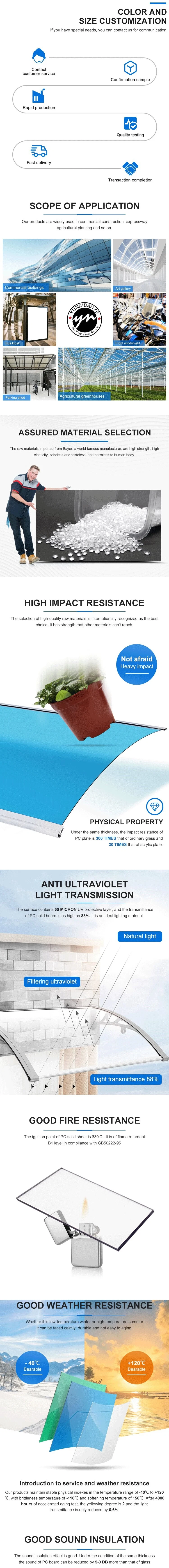 Bulletproof Plastic Roofing Solid Polycarbonate Sheets Prices for Door