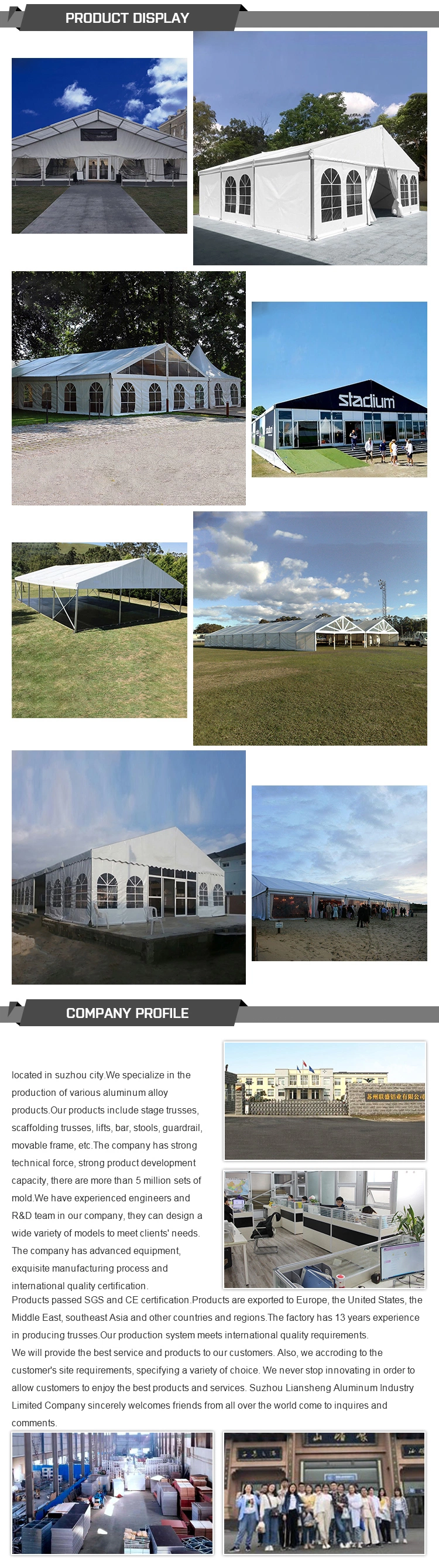 Aluminum Frame Insulated Temporary Marquee Tent for Outdoor Showroom