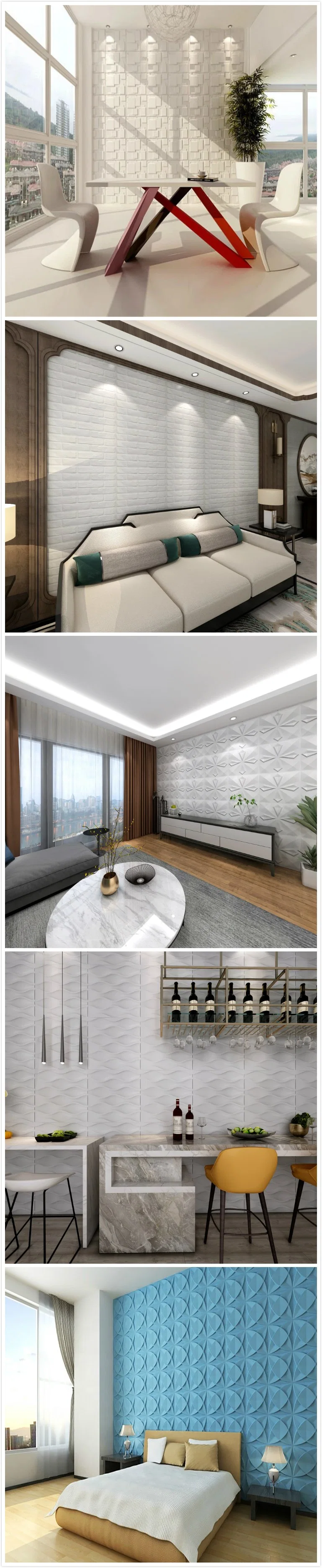 Modern Design Luxury Outdoor Indoor Soft Waterproof Decorative 3D PVC Wall Panels