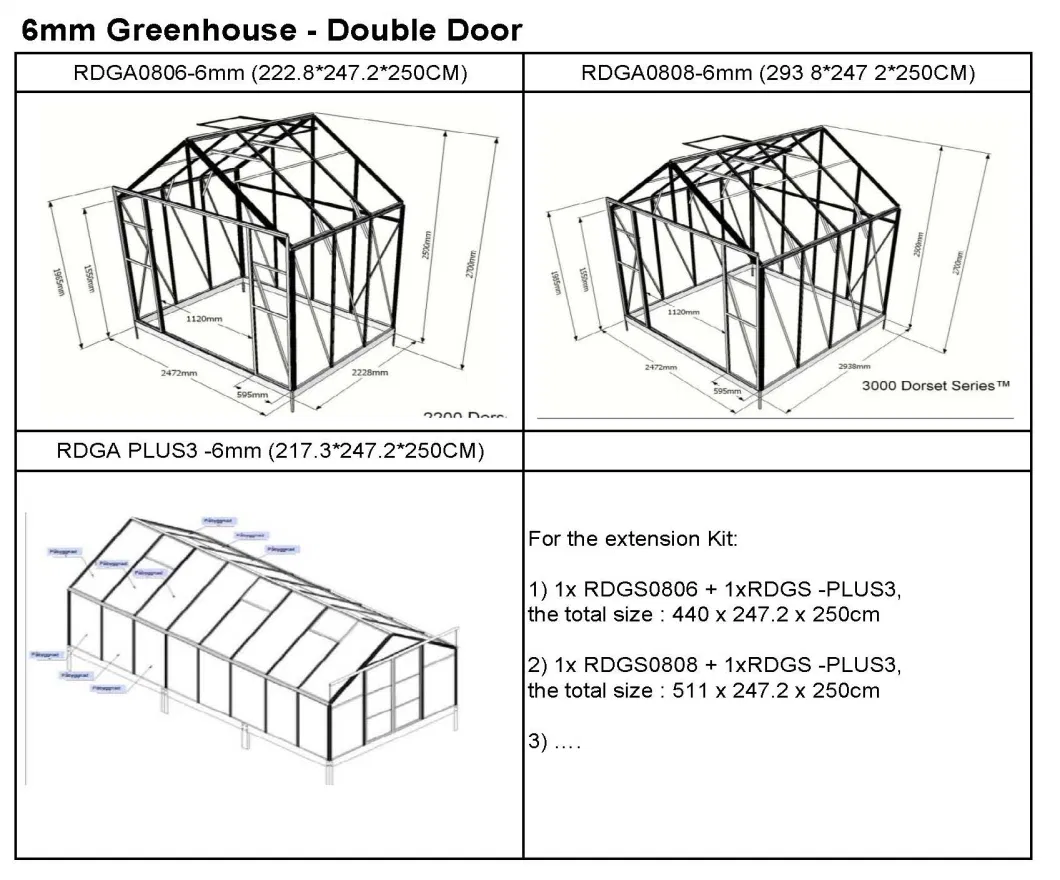 Modern Home Design Garden Aluminium Polycarbonate Greenhouse Grow Tent (RDGA0814-6mm)