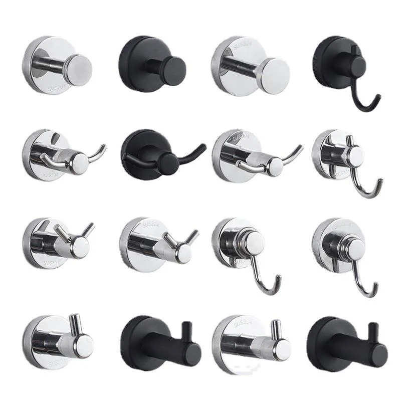 304 Stainless Steel Metal Hat Cloth Hanger Coat Hook for Shower Toilet Rail Adhesive Wall Hooks Coat Hooks Wall Mounted