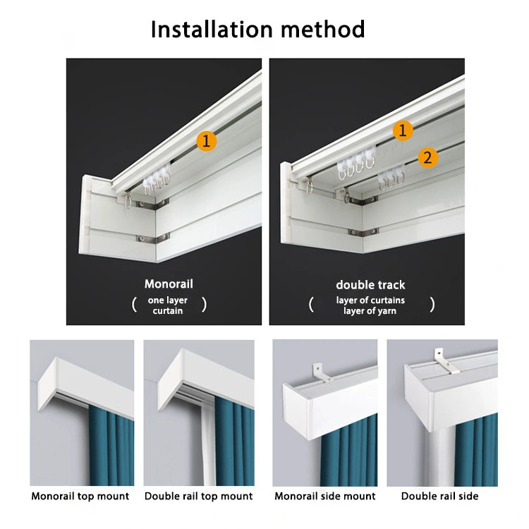 R&C Factory Ceiling Wall Mount Aluminium Curtain Track Curtain Box