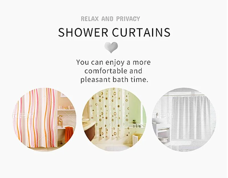 Premium Light Weight Clear Pink Plastic Bathroom Shower Curtain, 3D Custom Printed PVC PEVA Shower Curtain