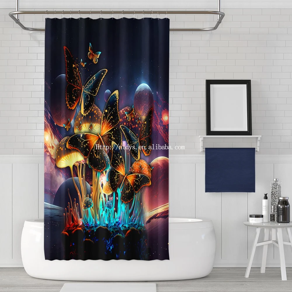 Mushroom 3D Printed Shower Curtain Modern Customized Plastic Shower Curtain