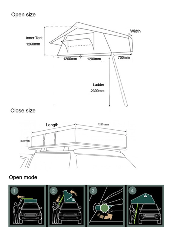 2-3 Persons Folding Canvas Tent Truck Roof Top Canvas Tent at 3.1X1.4m