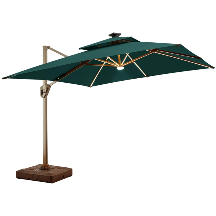 3 M Large UV Resistant Garden Balcony Parasol Outdoor Patio Roman Umbrellas with LED Light