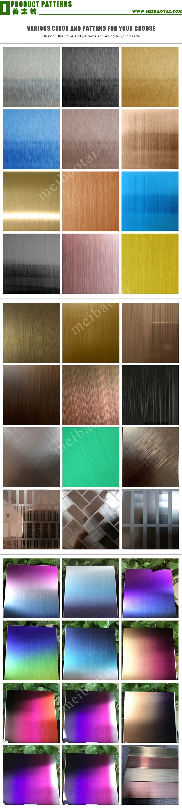 304 Grade Antique Stainless Steel Sheet Satin Hairline Finish Colour Stainless Steel Sheet