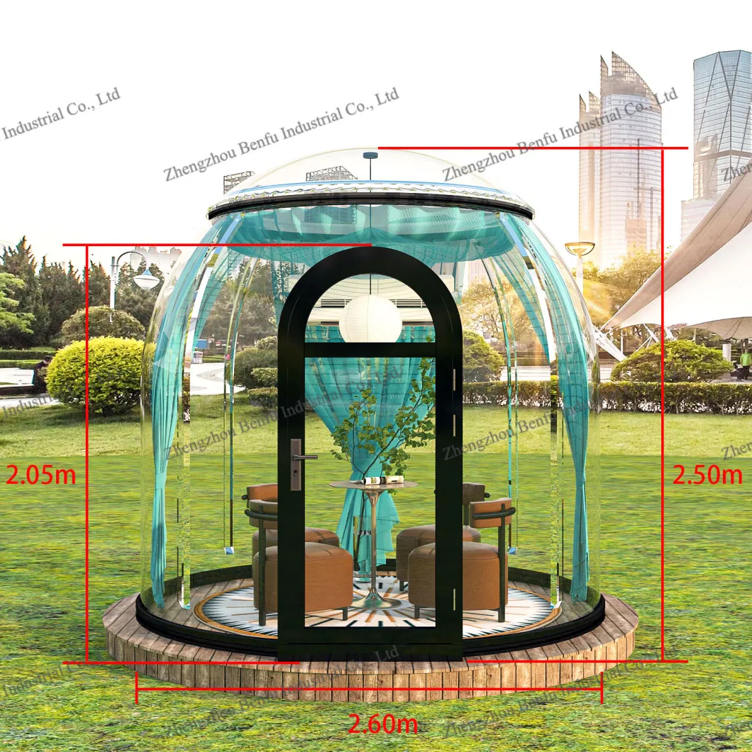 Indoor Area 23.74 Square Meters PVC PC Hotel Transparent Glamping Geodesic Dome Bubble Tent for Outdoor Dining