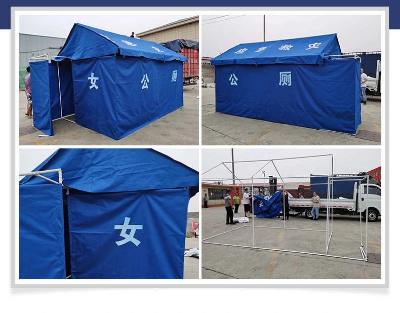 China Relief Tent 1 Fireproof Tarpaulin Waterproof 20 Person Tents with Toilet Size, Lettering, Colour, Customised Tents for Disaster Relief