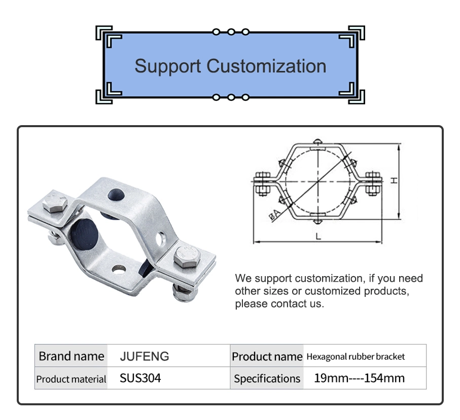 Stainless Steel Sanitary Hexagonal Pipe Clamp Pipe Holder/Hanger