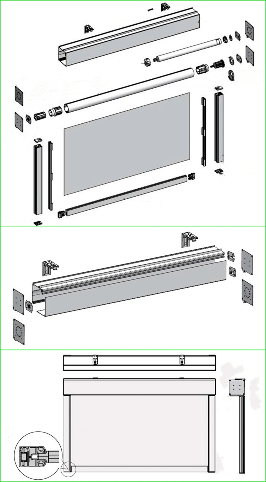 Home Hotel Balcony Decor Windproof Blackout PVC and Polyester Fabric Motorized Outdoor Zip Track Roller Blind Curtains