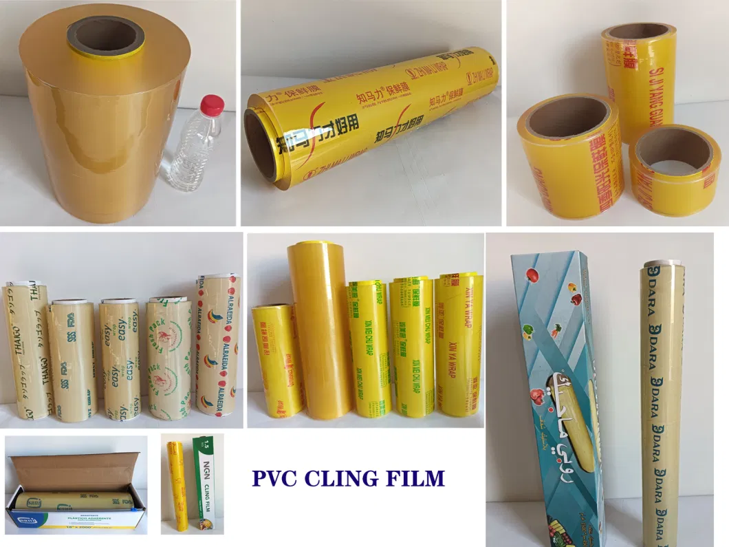 Food Grade Jumbo Roll Form Printed Moisture Proof Customized Soft Factory PVC Cling Film