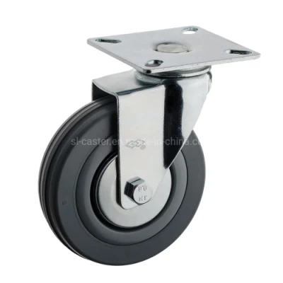 50mm Fixed Plate Grey Rubber Small Castor