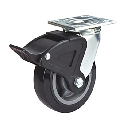 5 Inches Heavy Duty Swivel PU Wheel Caster with Metal Total Lock