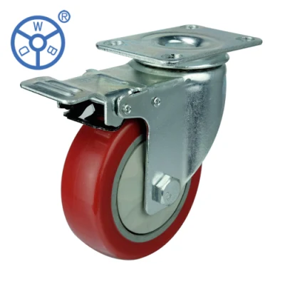 125mm Korean Type Red PVC Caster Wheels for Push Trolley