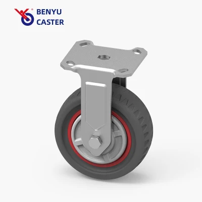 Benyu Casters 5 Inch Heavy Duty PU Universal Wheel Fixed Caster Wheel