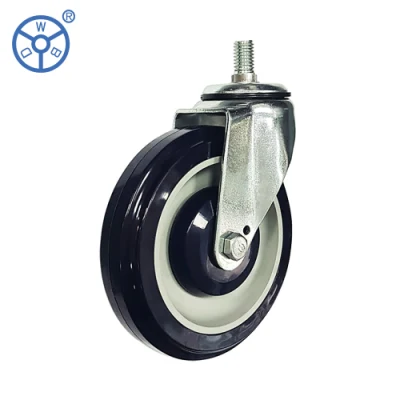 Wbd 4 5 Inch Replacement Supermarket Standard Supermarket Caster Wheel Swivel Caster Threaded Stem Type Polyurethane PU Shopping Cart Castor