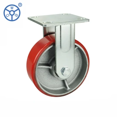 Wbd Heavy Duty Cast Iron Core PU Caster Red Polyurethane Castors and Universal Wheels for Trolley