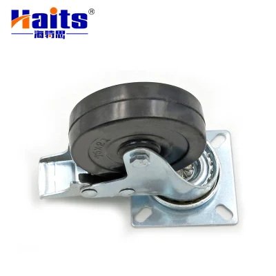 Light Duty Plate Swivel Caster Rubber Ball Furniture Caster with Brake