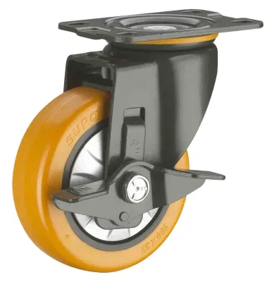 Wholesale Medium Light Duty PU Industrial Castor Caster Wheel with Brake Lock
