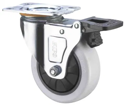 PP Caster with Swivel Thread Plate Swivel Hollow Rivet with Total Lock Brake