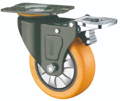 Wholesale Medium Light Duty PU Industrial Castor Caster Wheel with Brake Lock