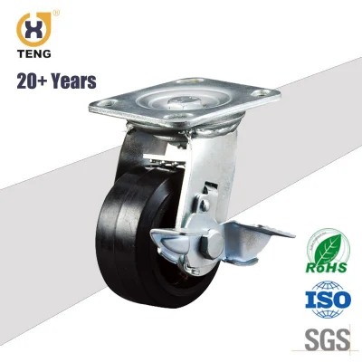 Factory Heavy Duty Industrial Caster Locking Castor PU Trolley Wheel with Brake