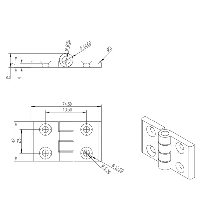 4045K Standard Hinge Metal Hinge CNC Aluminum Hardware for Aluminum Profile and Industrial
