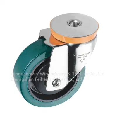 Factory Direct Medium Duty Caster Stainless Steel Bracket PU Wheel for Trolley Cart