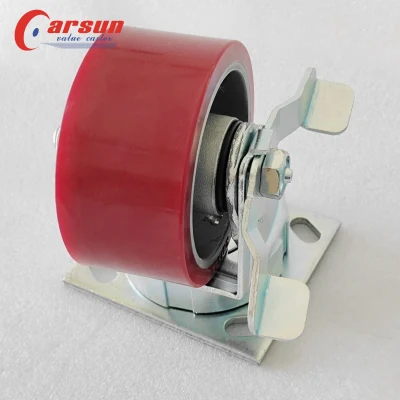 4 Inch Red PU Aluminum Core Polyurethane Trolley Wheel Heavy Duty Industrial Caster Wheels