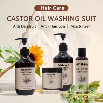Private Label Anti-Hair Loss Castor Hair Care Set for Hair and Scalp Care Oil