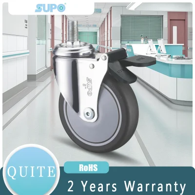 Supo Medical Caster Wheel Balck and Blue Color Castor with Total Brake