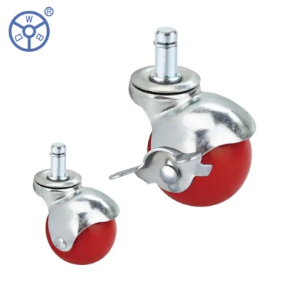 Small Trolleys Furniture Ball Caster PP Rubber Ball Caster Wheel 50mm Rotating Castors 2 Inch Matel Top