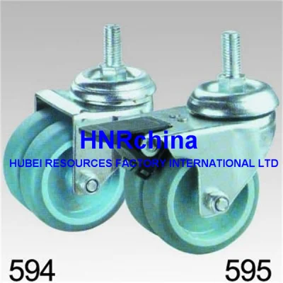 Grey Rubber Twin Wheel Swivel Double Lock Plate Top Caster
