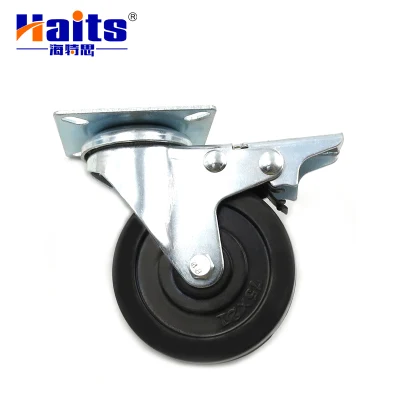 Light Duty Plate Swivel Caster Rubber Ball Furniture Caster with Brake