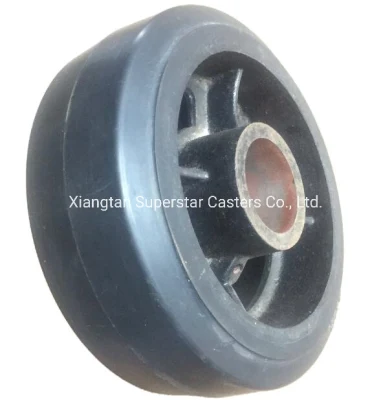 4 5 6 8 Inch High Strength Black Rubber Cast Iron Core Trolley Wheel