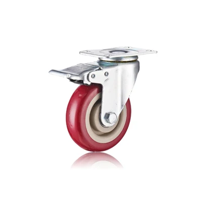 Wholesale Professional Replacement Rueda Industrial Silent Wear-Resistant PU Caster Wheels with Brake
