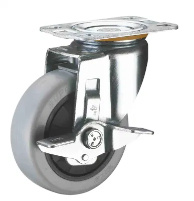 PP Caster with Swivel Thread Plate Swivel Hollow Rivet with Total Lock Brake