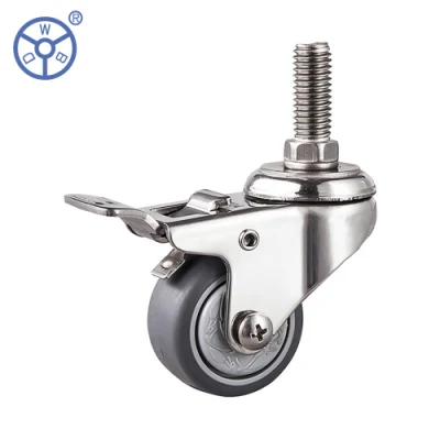 2inch Stainless Steel TPR Light Duty Threaded Stem Swivel Casters Wheel Ruedas