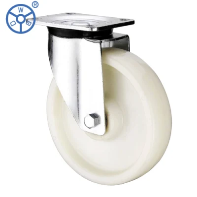 European Type Heavy Duty Caster Nylon Wheel White PA Flat Free Caster Wheels Swivel Locking Castor