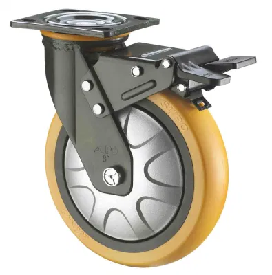 Fixed Industrial Caster Wheels Rigid Castor with Total Lock Brake Side Lock Brake