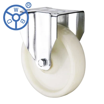 European Type Heavy Duty Caster Nylon Wheel White PA Flat Free Caster Wheels Swivel Locking Castor