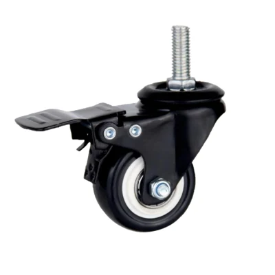 European Industrial Total Lock Brake Threaded Stem Caster with Rubber Castor Wheel