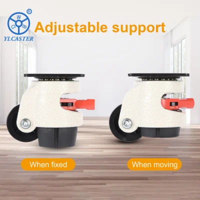 Gd 40 60 80 100 120f Level Adjustment Wheel Rachet Leveling Caster with Adjusting Rod Self Leveling Foot Activated Casters Footmaster
