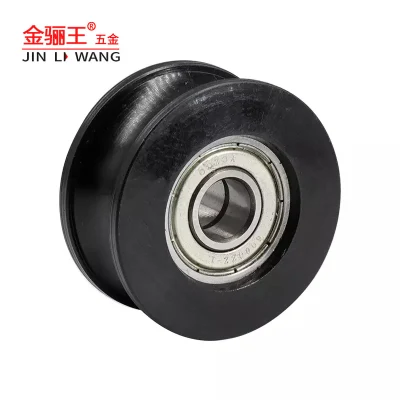 Black Nylon Roller U Groove 6000zz Double Bearing Sliding Rollers Furniture Wheel