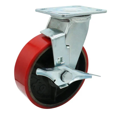 High Load 6 Inch Heavy Duty Cast Iron PU Swivel Caster Wheel