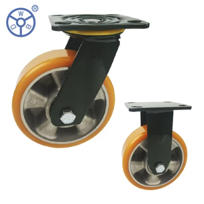 Heavy Duty Trolley Caster 4 5 6 8 Inch Aluminium Core Polyurethane Fixed Caster Wheel Industrial Wheel