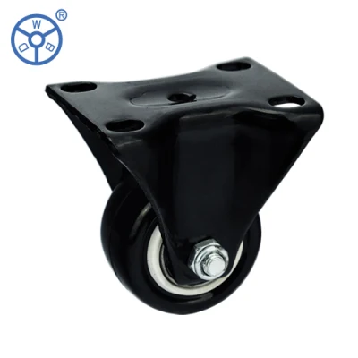 Amazon Hot Sale 2inch Light Duty PU PVC Small Black Fixed Caster and Wheels