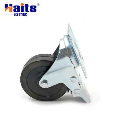 Light Duty Plate Swivel Caster Rubber Ball Furniture Caster with Brake
